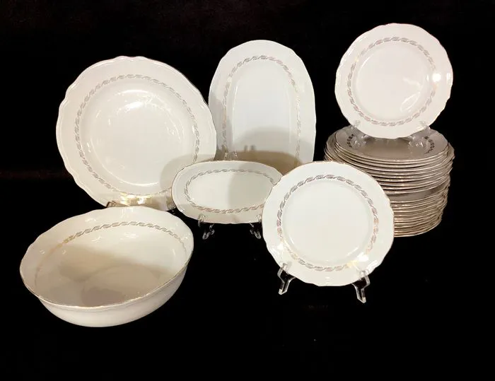 Service De Table Richard Ginori 'Antico Doccia' - 12 Pièces Pour 4 Personnes - Porcelaine Blanche - Neuf D'origine