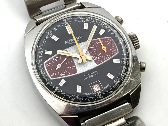 Montre Chronographe Vintage Clyda Années 1970 - Mécanique Valjoux 7734 - Boîtier Doré - Occasion
