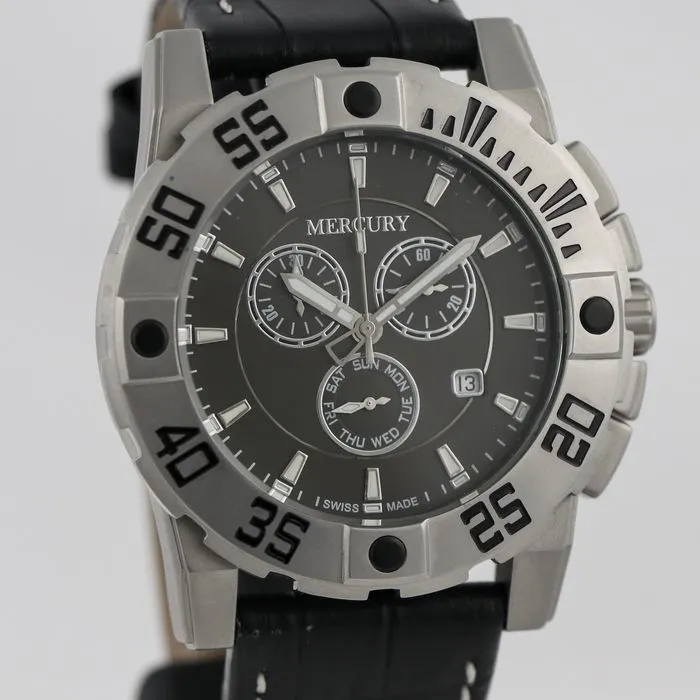 Montre Mercury Chronographe Suisse ME275-SBL-3 – Quartz, Cuir, étanche 50m, Neuf Complet