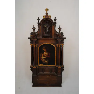 Renaissance niche XVIII -th century + Sculpture and oil... | Barnebys