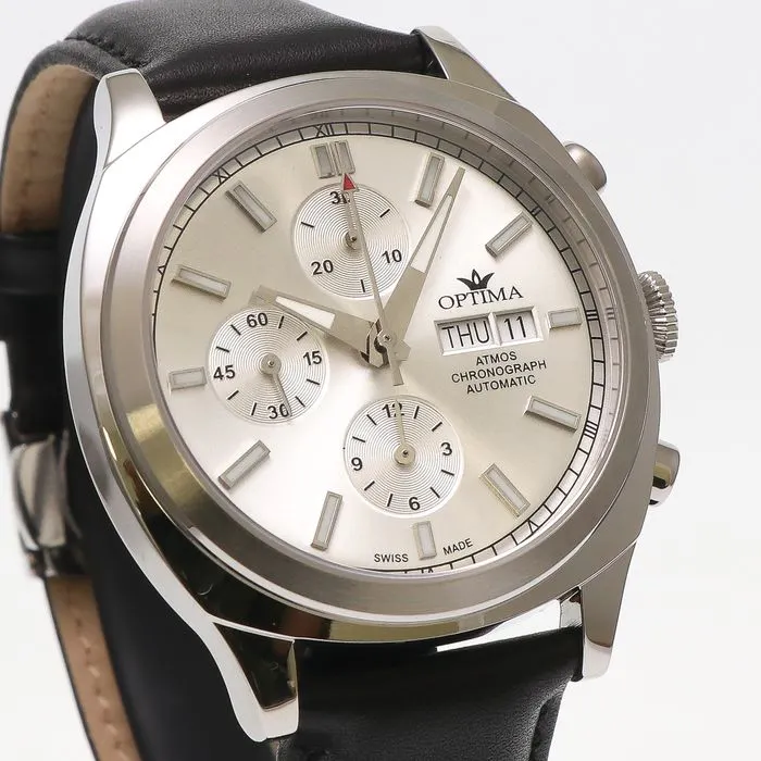 Optima ATMOS Chronographe Automatique Valjoux 7750 - Boîtier 43mm Acier - Neuf Avec Garantie