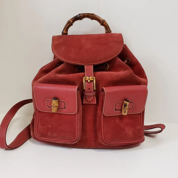 Gucci - Red Suede Backpack | Barnebys