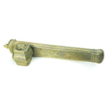 Porte-plume encrier de voyage, Divit Ottoman - Bronze - Iran - XIXe siècle