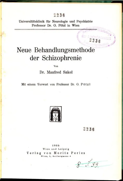 Manfred Sakel - Insulinschock in der Psychiatrie - 1935 | Barnebys