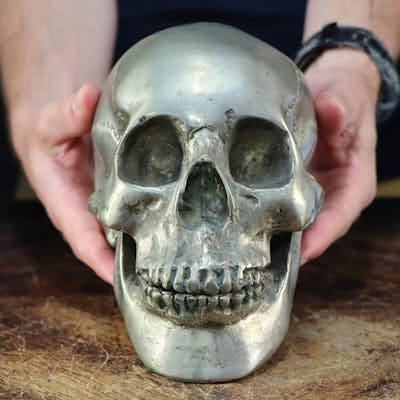 Large Metal Skull - Realistic Human Skull - Memento Mori...