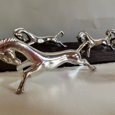 Posacuchillos, knife rests - Horses (6) - Art Déco - silver
