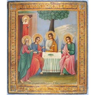 Icon, Old Testament Trinity (Hospitality of Abraham) - Wood - 19th century