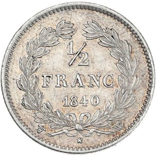 Frankrike. Louis Philippe I (1830-1848). 1/2 Franc 1840-W, Lille