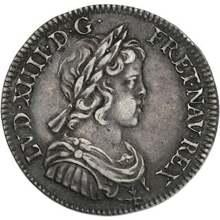 Frankrike. Louis XIV (1643-1715). 1/4 Écu mèche courte 1643-A, Paris