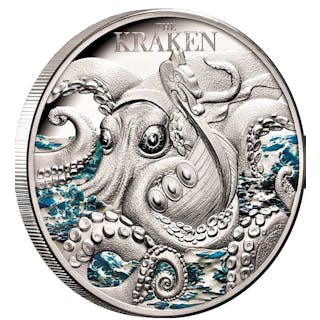 Niue. 5 Dollars 2023 "Mythical Creatures- The Kraken" Proof, 2 oz (.999)