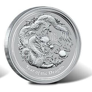 Australia. 2 Dollars 2012 "Year of the Dragon", 2 Oz (.999)