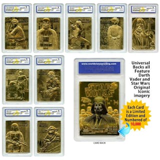 Star Wars - Lot of 9 - Original Gold Cards (23K) - Graded "10" Perfect/Mint