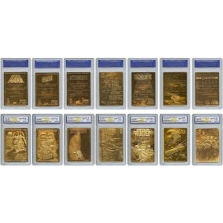 Star Wars - Lot of 7 - Original Gold Cards (23K) - Graded "10" Perfect/Mint