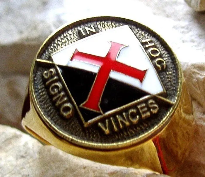 Christianity Knights Templar Latin Ring 24kt Goldplate - Ring | Barnebys