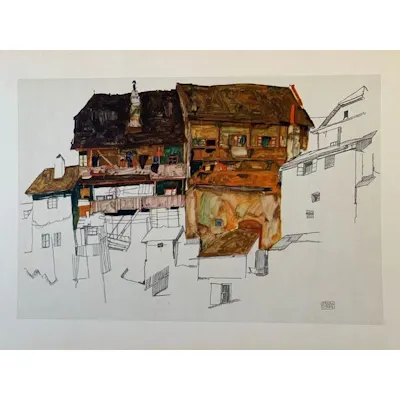 Paisaje en Krumau | Egon Schiele | Impresión de arte Paisaje en Krumau | Egon Schiele | Impresión de arte