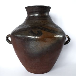 Jar - Japanese Tamba or Echizen Ware Jar in Chinese Neolithic Style - Ceramic
