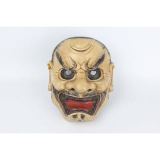 Noh-mask - Trä, Noh Mask: 'Shishiguchi' - huggen lejonmask i trä