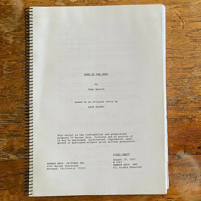 Script - Zack Snyder / Joby Harold - Warner Bros | Barnebys