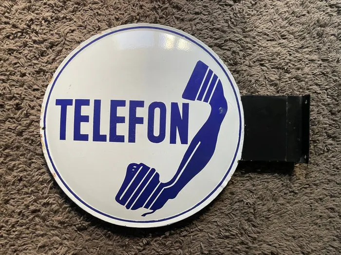 Telefon - Enamel sign - Iron (cast/wrought) | Barnebys