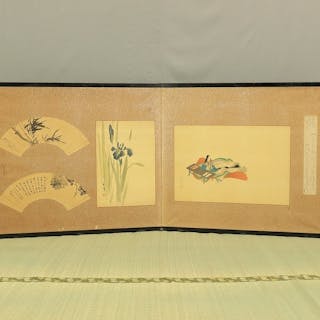 Paravent Byōbu - Papier - Japon - Peinte à la main