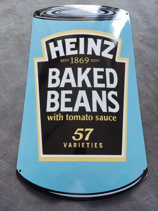 Heinz Baked Beans enamel sign Emailschild Emailleschild... | Barnebys
