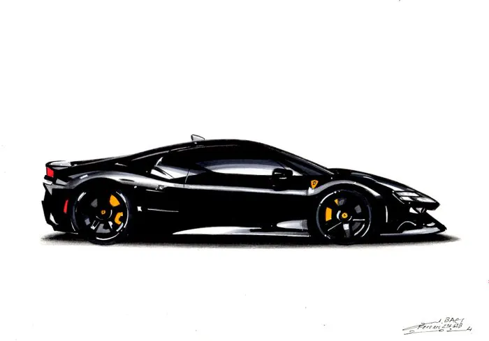 original drawing - Ferrari - Ferrari 296 GTB - Baes gerald - 2024 ...