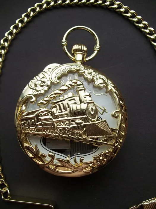 Train Pocket Watch with Musical Movement and Chain - Pocket watch ...