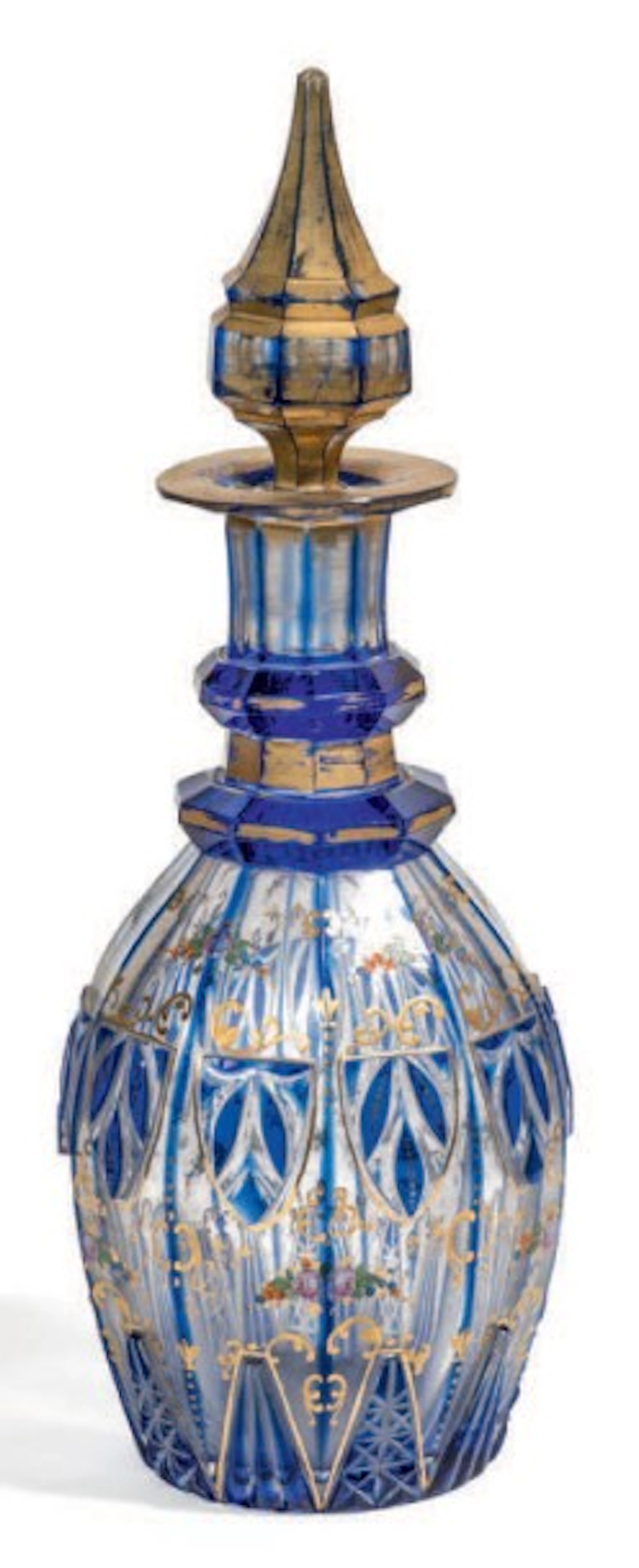* Carafe balustre en cristal de Bohême Cristal overlay