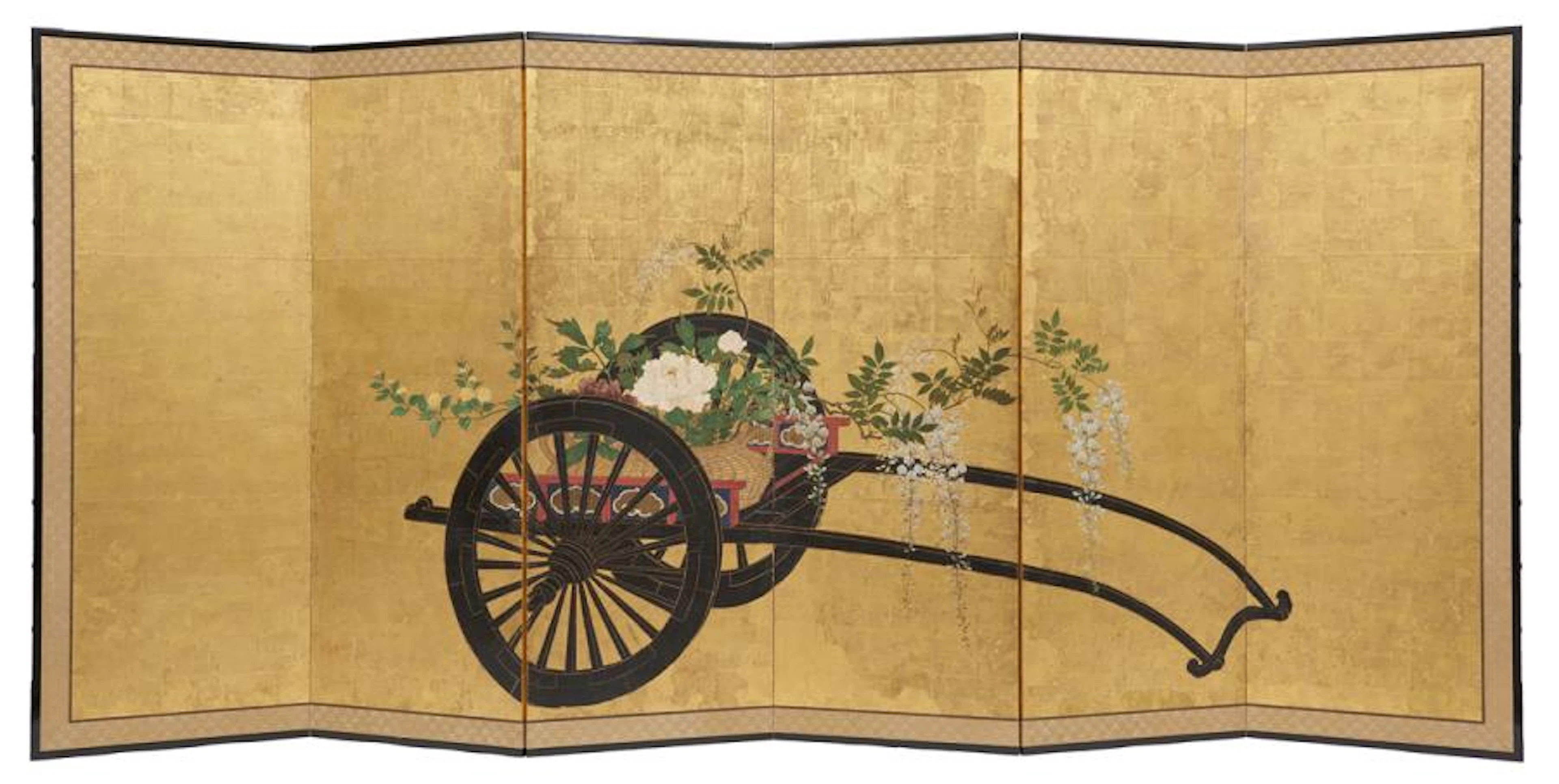 Magnifique paravent byobu à six feuilles…