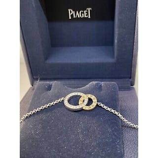 Piaget Possession Toi & Moi White & Rose Gold Diamond Charm Chain Bracelet New