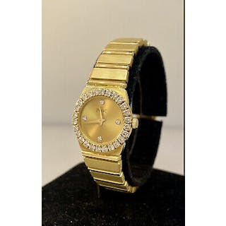 Piaget Polo 18k Gold & Diamond Champagne Dial Ladies Bracelet Watch 8296C701