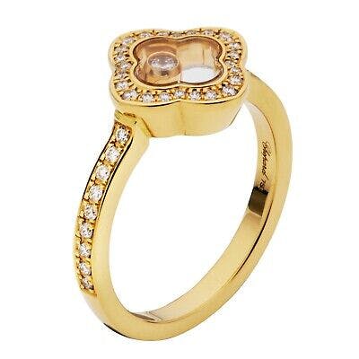Chopard Happy Diamonds 18k Yellow Gold & Diamond Clover Ring 826955 Brand New!!