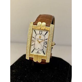 Harry Winston Avenue Classic Yellow Gold & Diamond Ladies Leather Band Watch