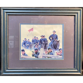 MORT KUNSTLER (1931) CIVIL WAR LITHOGRAPH TITLED HOLD AT ALL COSTS, 20IN x 24IN