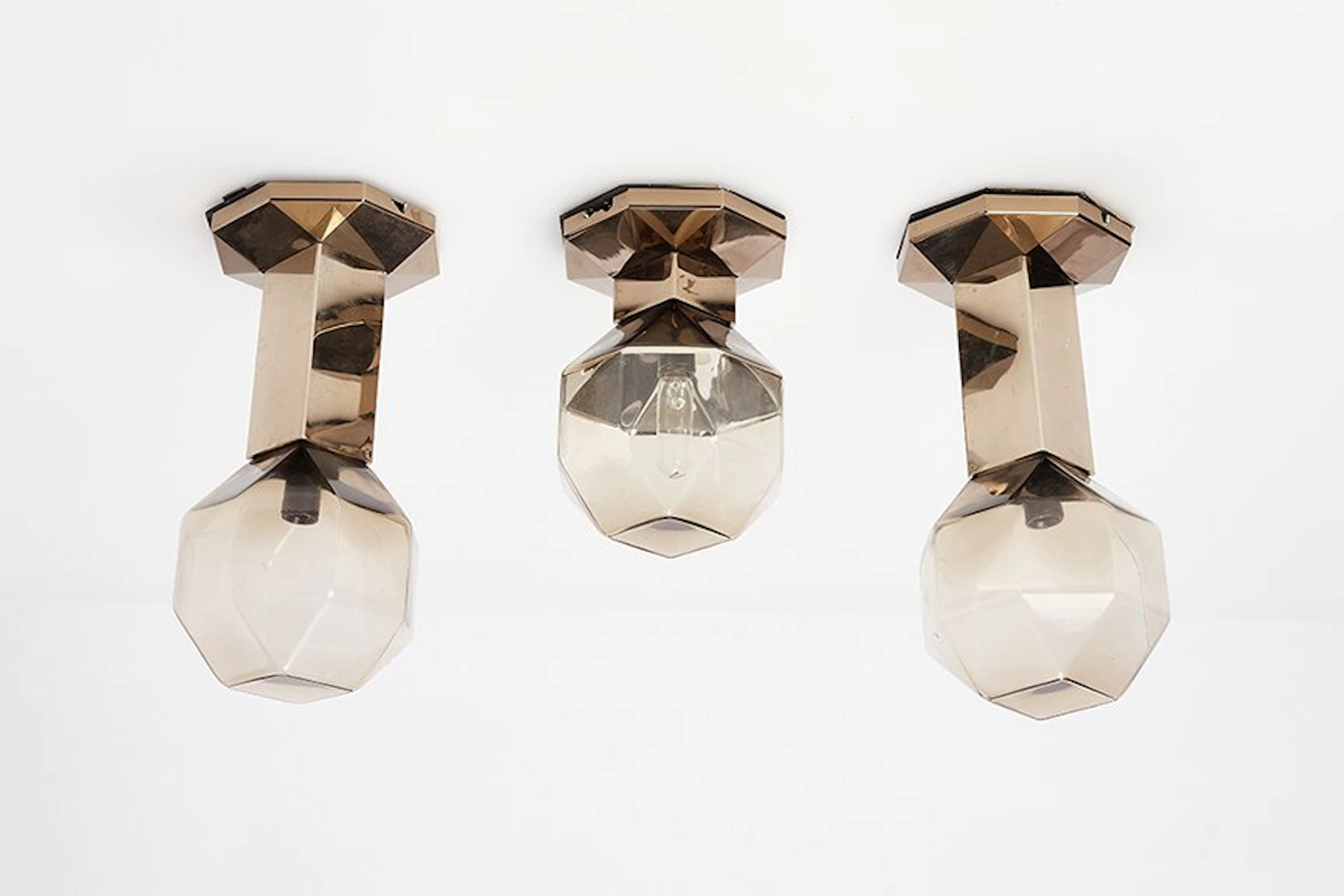 Set of three modular wall / ceiling lights, 1970s