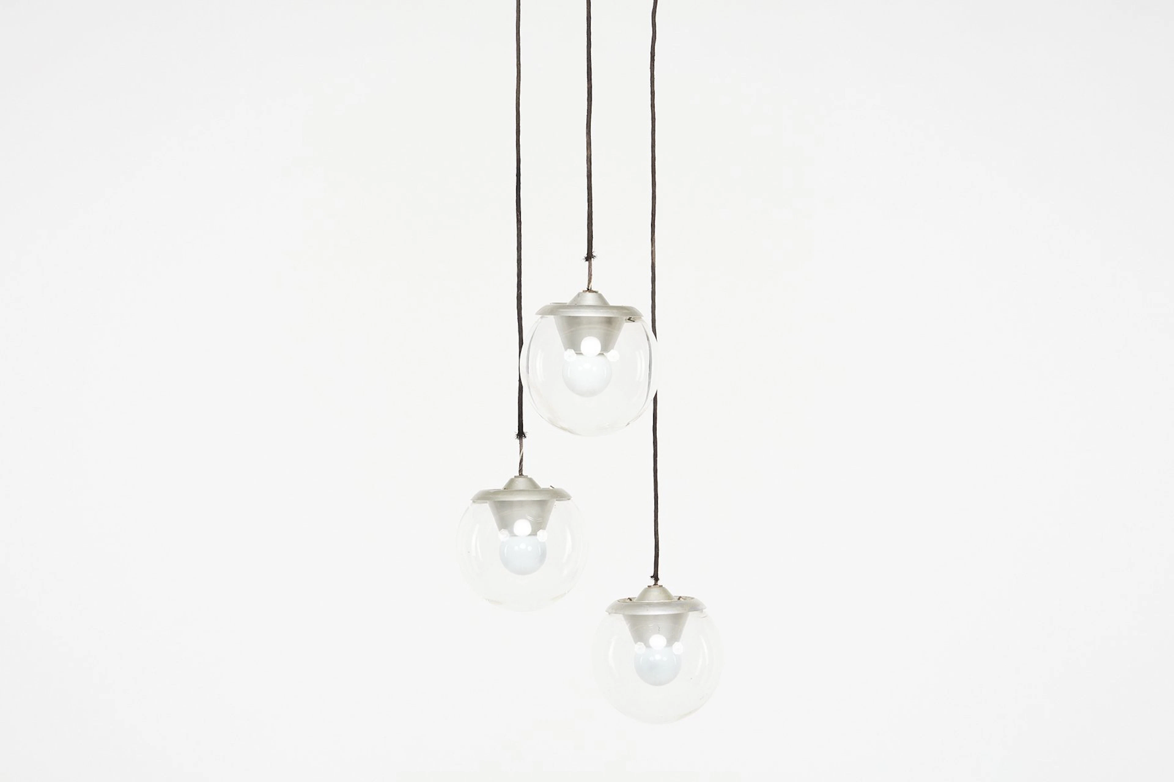 Three-globe chandelier, 1960s