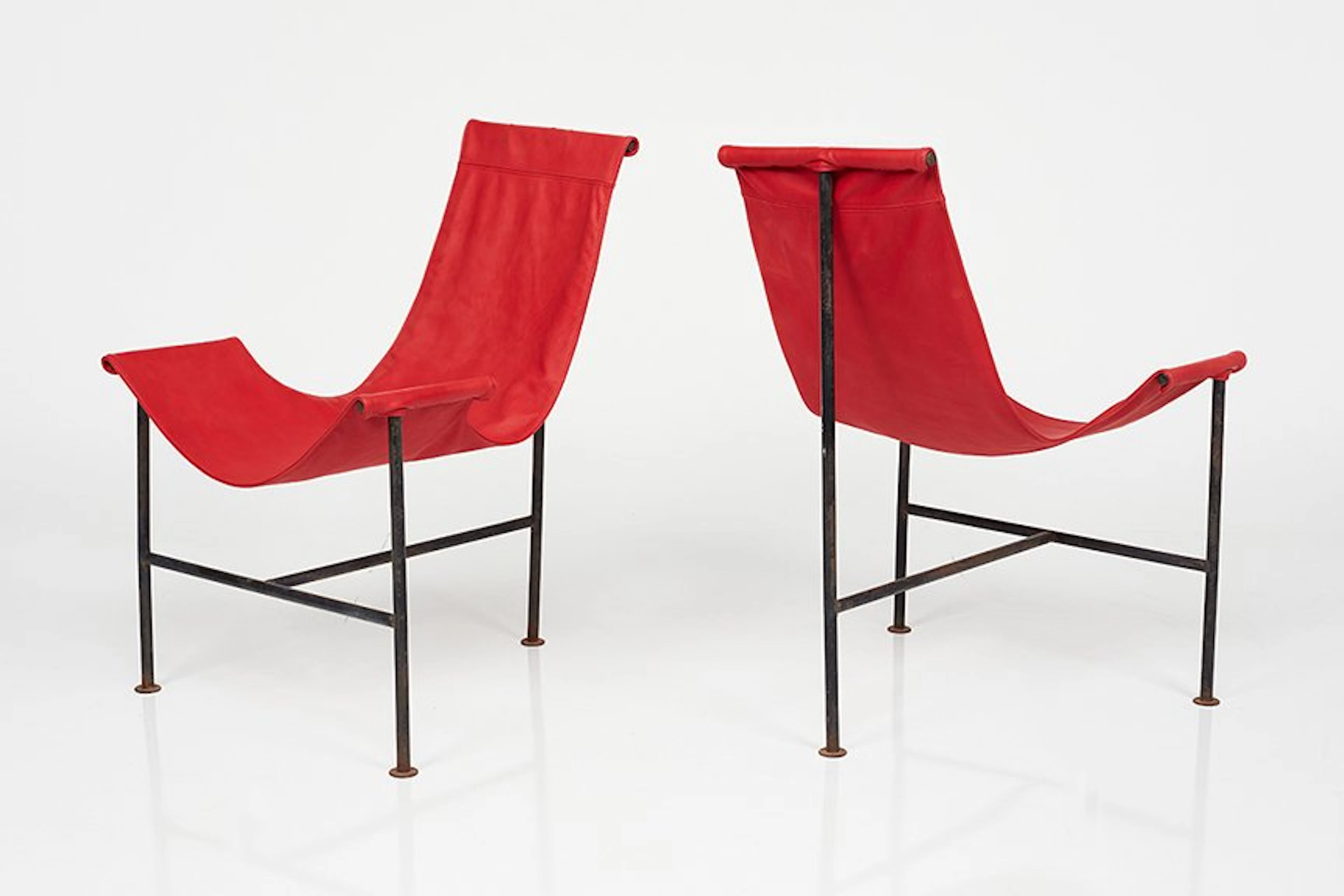 Pair of sling 'T' chairs, 1960s