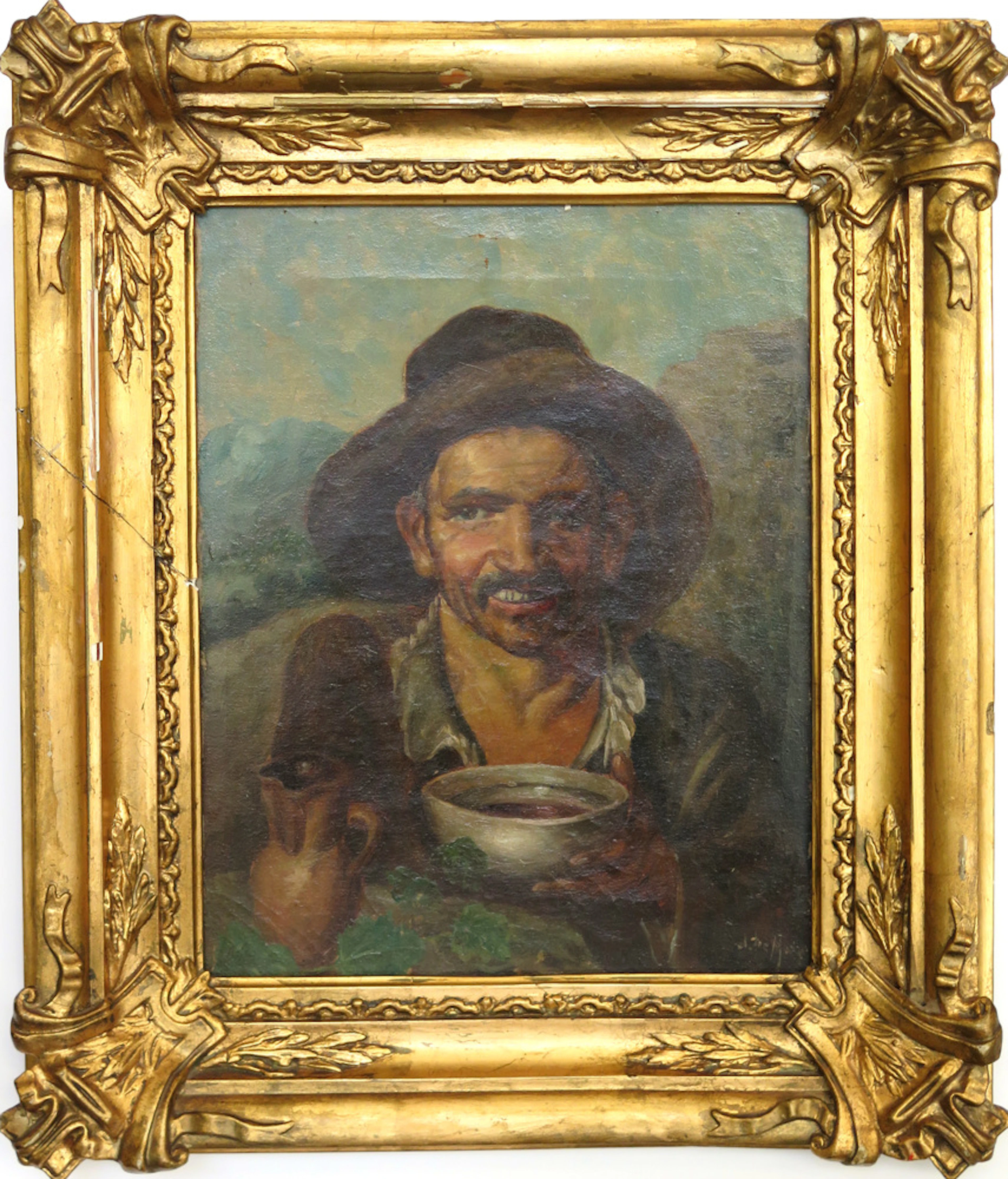 Okänd konstnär, 1800-tal, olja, man med vinbägare,
