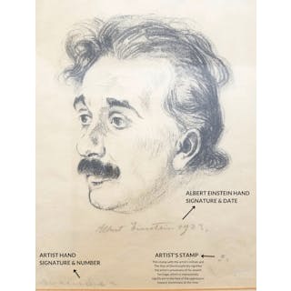 "Albert Einstein"SIGNED ORIGINAL Portrait,Ext. Significant,c1923,APR
