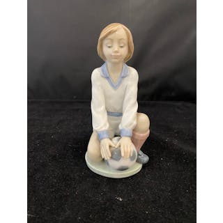 Lladro “Team Player,” Girl with a Soccer Ball - $600 APR Value w/ CoA!