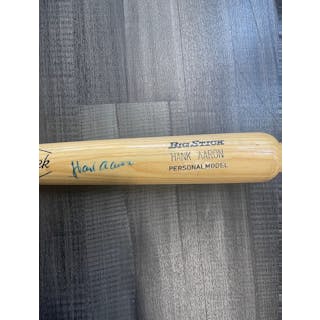 HANK AARON PERSONAL MODEL GAME STYLE BAT SIGNED AND ENGRAVED