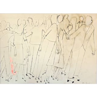 BEN SHAHN 1965 "ROLLERSKATERS OR STUDY FOR ANDANTE" INK DRAWING -