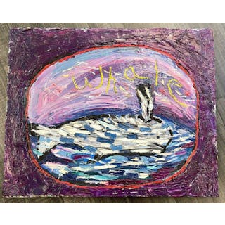 Paula Collery Unique “Whale” C.1984 Org Oil/Canvas Ex Exhibition -$10K