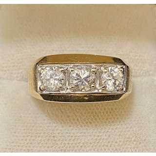 Incredibly Unique Solid Yellow Gold 1.80 Ct. 3-Diamond Ring - $20K
