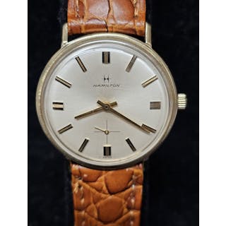 HAMILTON Vintage 1950s Solid Gold w/ Silver Oyster Dial Watch - $8K APR w/COA!!