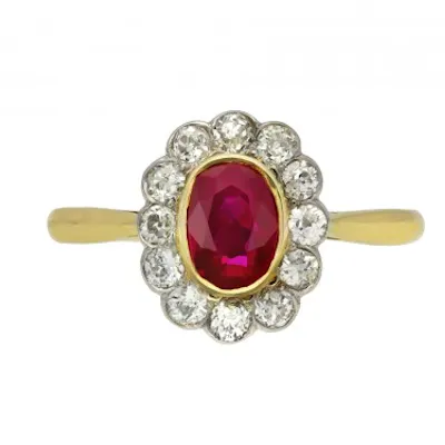 Edwardian Burmese ruby and diamond coronet cluster ring, circa 1910 ...