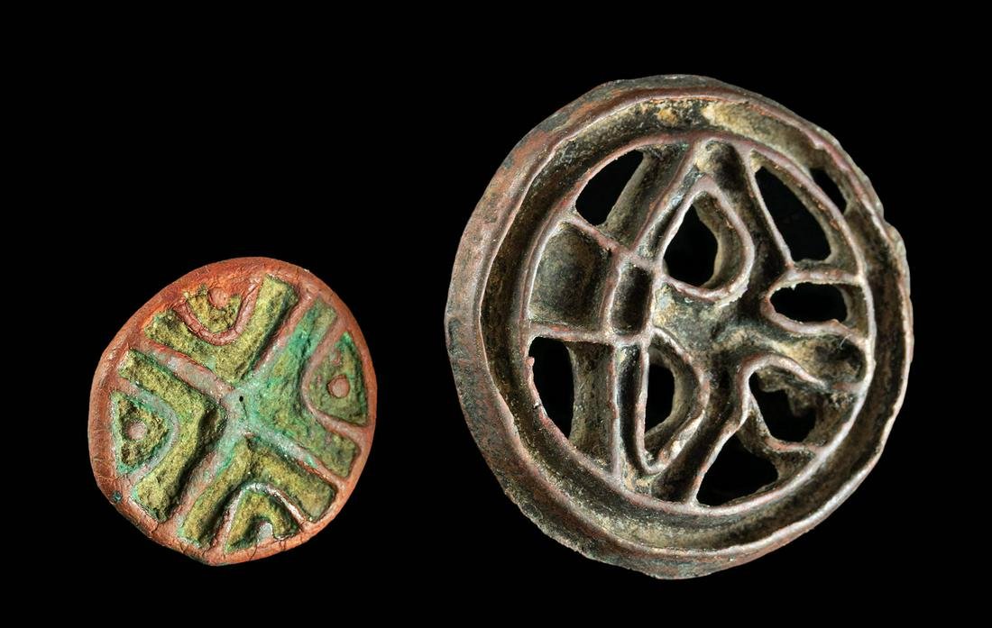 2 Bronze Age Bactrian Leaded Copper Stamp Seals | Barnebys