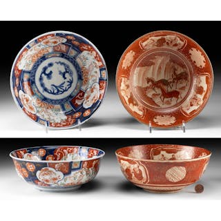 Two 19th C. Japanese Imari Ware Pottery Bowls