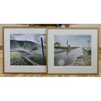 After Eric Ravilious, two limited edition prints, 'Rye Harbo... | Barnebys