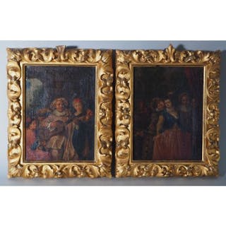 Two antique copies afterJean-Antoine Watteau, 19th century.